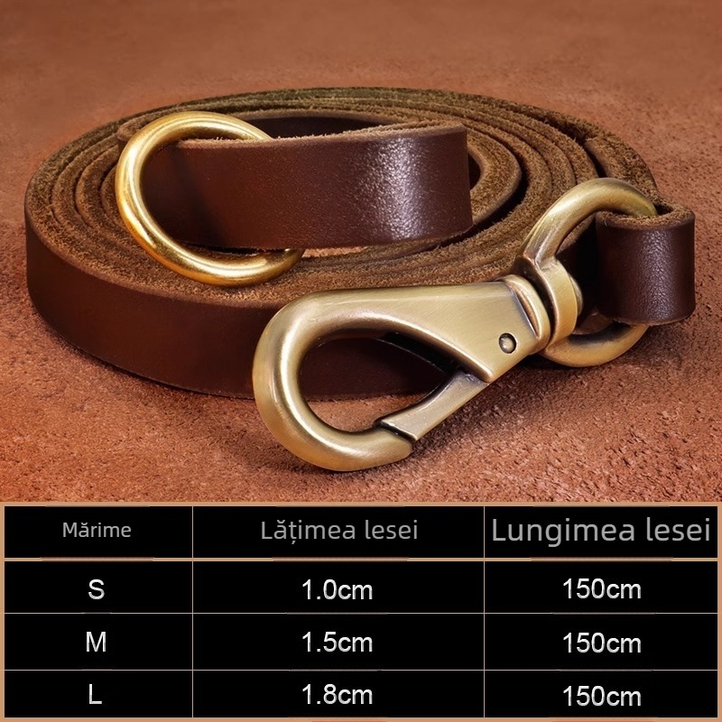 Zgarda pentru câini de companie, coarda de tracțiune din piele de vacă, gravare de marcă, anti-pierdere, Golden Retriever, inel de gât pentru câini de talie medie și mare