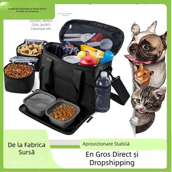 Geantă transfrontalieră pentru câini, găleată portabilă pentru depozitarea alimentelor, provizii pentru exterior pentru pisici și câini, geantă de depozitare, geantă pentru gustări