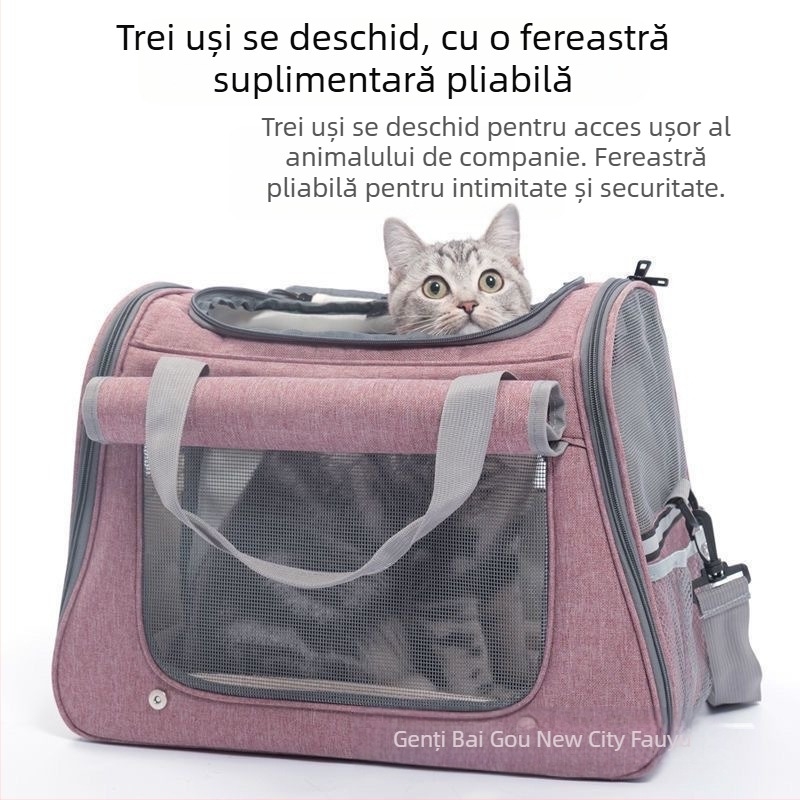 Geantă de transport pentru pisici transfrontalieră, geantă de transport pentru pisici respirabilă, capacitate mare, cușcă pentru pisici, crossbody, portabilă, geantă pentru animale de companie, en-gros