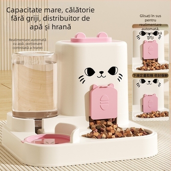 Hrănitor pentru pisici, hrănitor integrat cu apă, bol de hrănire, separare uscată și umedă, bol pentru câini, bol pentru pisici, bol pentru depozitarea alimentelor pentru animale de companie