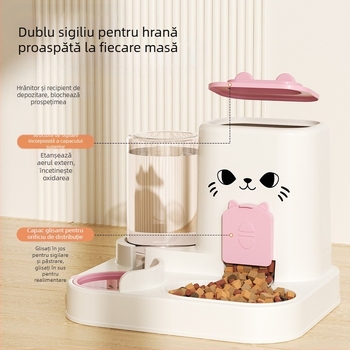 Hrănitor pentru pisici, hrănitor integrat cu apă, bol de hrănire, separare uscată și umedă, bol pentru câini, bol pentru pisici, bol pentru depozitarea alimentelor pentru animale de companie
