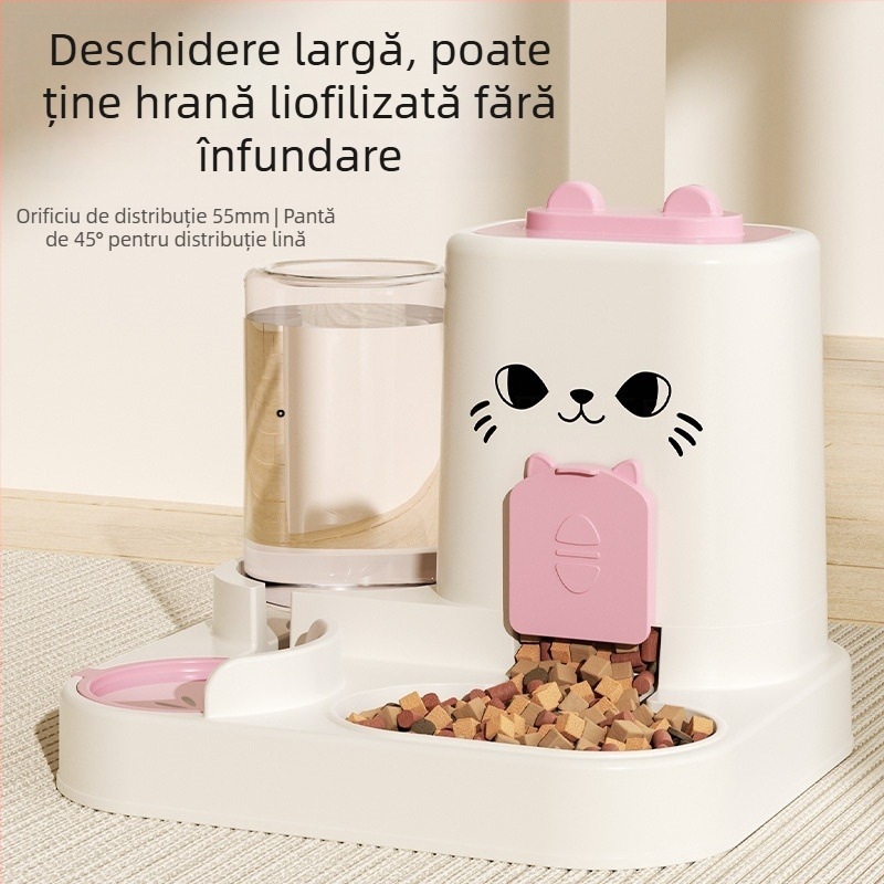 Hrănitor pentru pisici, hrănitor integrat cu apă, bol de hrănire, separare uscată și umedă, bol pentru câini, bol pentru pisici, bol pentru depozitarea alimentelor pentru animale de companie