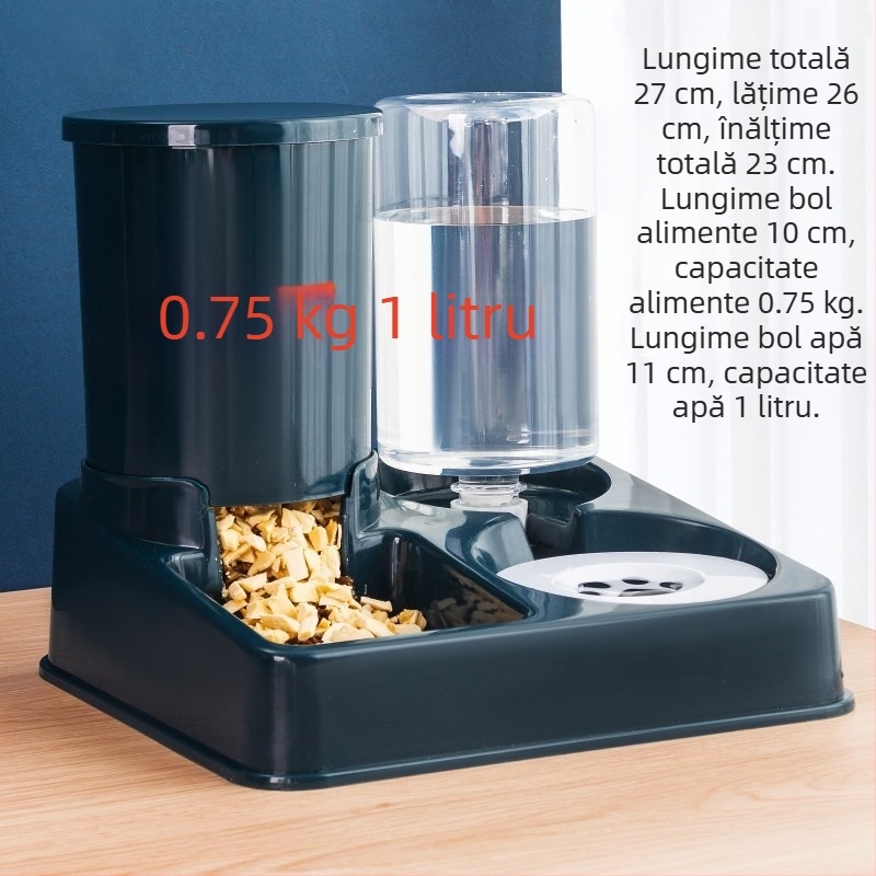 Pisică bol dublu bol automat de băut apă bazin pisică bol de băut hrană pentru pisici bol pentru câini bazin pentru câini hrănitor integrat pentru animale de companie provizii