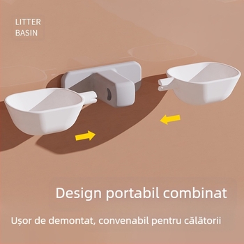 Bol pentru pisici, montat pe perete, fără perforare, pentru a preveni răsturnarea și a proteja coloana cervicală, bol pentru hrană pentru pisici, bol dublu automat cu apă potabilă suspendată pentru pisici și animale de companie