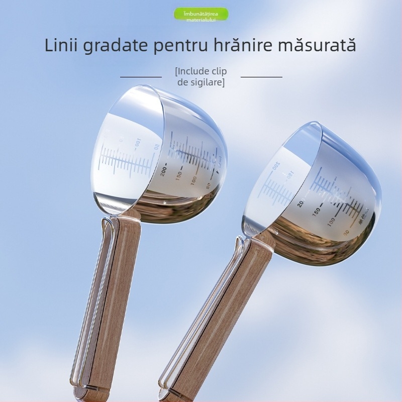 Lingură nouă din lemn pentru hrană pentru pisici, lingură pentru hrană pentru pisici cu clips, provizii pentru pisici și câini, lopată pentru hrană pentru câini, lingură pentru hrană pentru animale de companie, provizii pentru animale de companie
