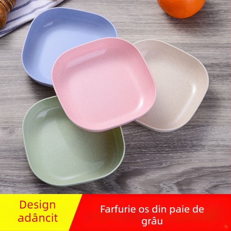 Farfurie pentru scuipat oase, farfurie pentru oase de uz casnic, farfurie pentru oase, farfurie creativă din plastic, farfurie mică cu bază, masă în stil japonez, paie de grâu