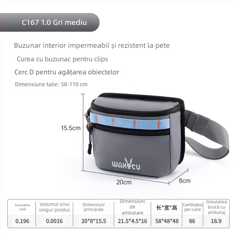 Wakytu, geantă de talie multifuncțională pentru dresaj de câini britanici, geantă de recompensă pentru animale de companie, geantă pentru gustări