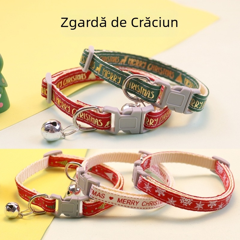 Zgardă de Crăciun explozie pentru animale de companie, articol pentru câini și pisici, inel pentru câini mici și medii, clopoțel de Crăciun, articole pentru animale de companie