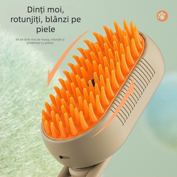 Pieptene de masaj cu spray transfrontalier pentru pisici și câini, spray cu un singur buton, pieptene anti-muște, perie de baie, îndepărtarea părului, pieptene electric pentru animale de companie