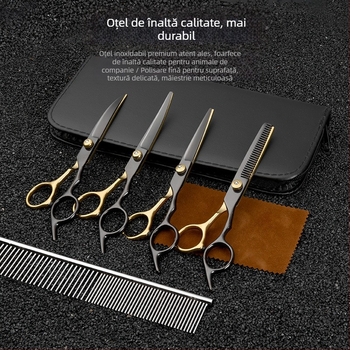 Foarfece de înfrumusețare pentru animale de companie, instrument de tuns părul, set special de tuns, foarfece curbate pentru părul de câine, artefact de forfecare de pluș