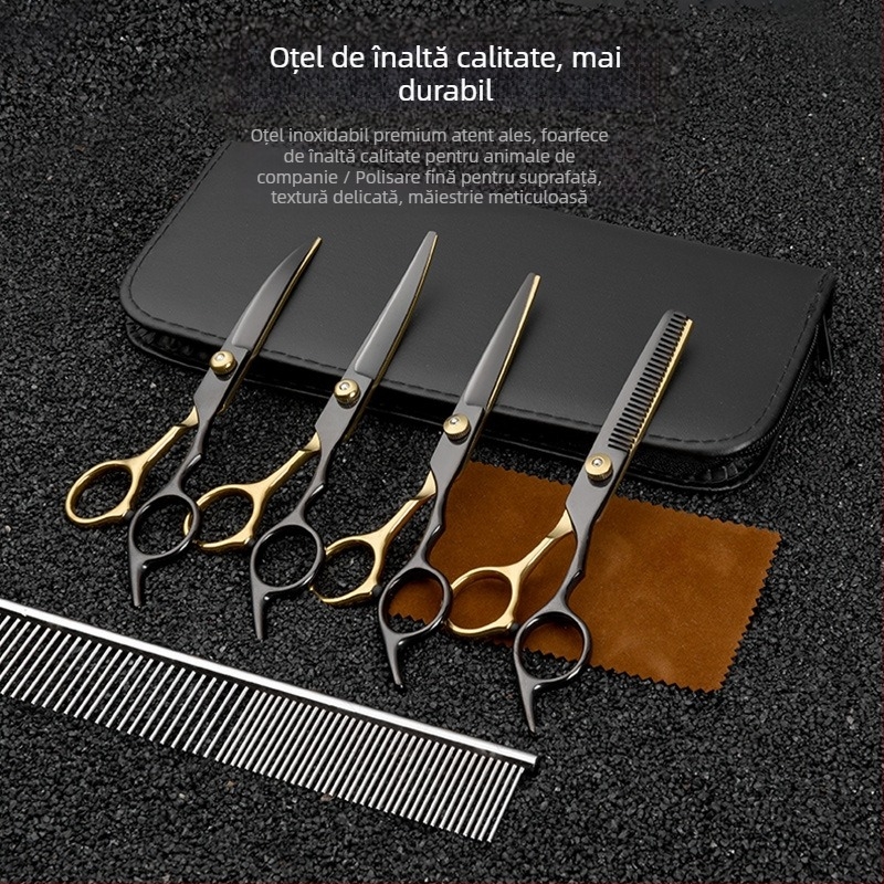 Foarfece de înfrumusețare pentru animale de companie, instrument de tuns părul, set special de tuns, foarfece curbate pentru părul de câine, artefact de forfecare de pluș