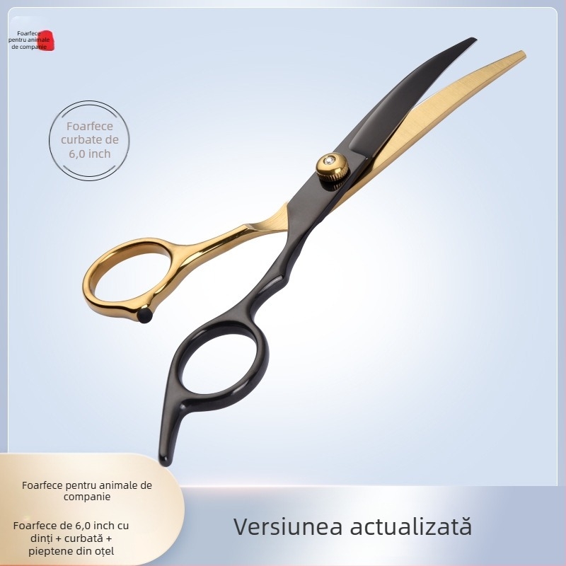 Foarfece de înfrumusețare pentru animale de companie, instrument de tuns părul, set special de tuns, foarfece curbate pentru părul de câine, artefact de forfecare de pluș