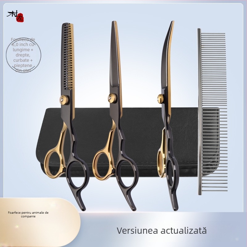Foarfece de înfrumusețare pentru animale de companie, instrument de tuns părul, set special de tuns, foarfece curbate pentru părul de câine, artefact de forfecare de pluș