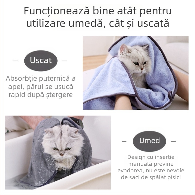 Prosop absorbant pentru animale de companie, mare, cu uscare rapidă, pentru baie de pisoi, produse de curățare a băii, introdus manual, prosop de baie pentru câini și pisici