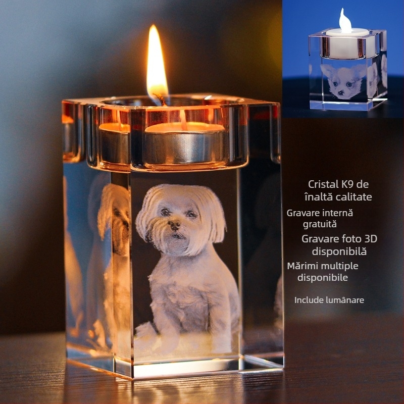 Ornamente de lumânări din cristal transfrontaliere, pentru cupluri de animale de companie, fotografie memorială, aranjament pentru cină la lumina lumânărilor, ornamente romantice nordice pentru living
