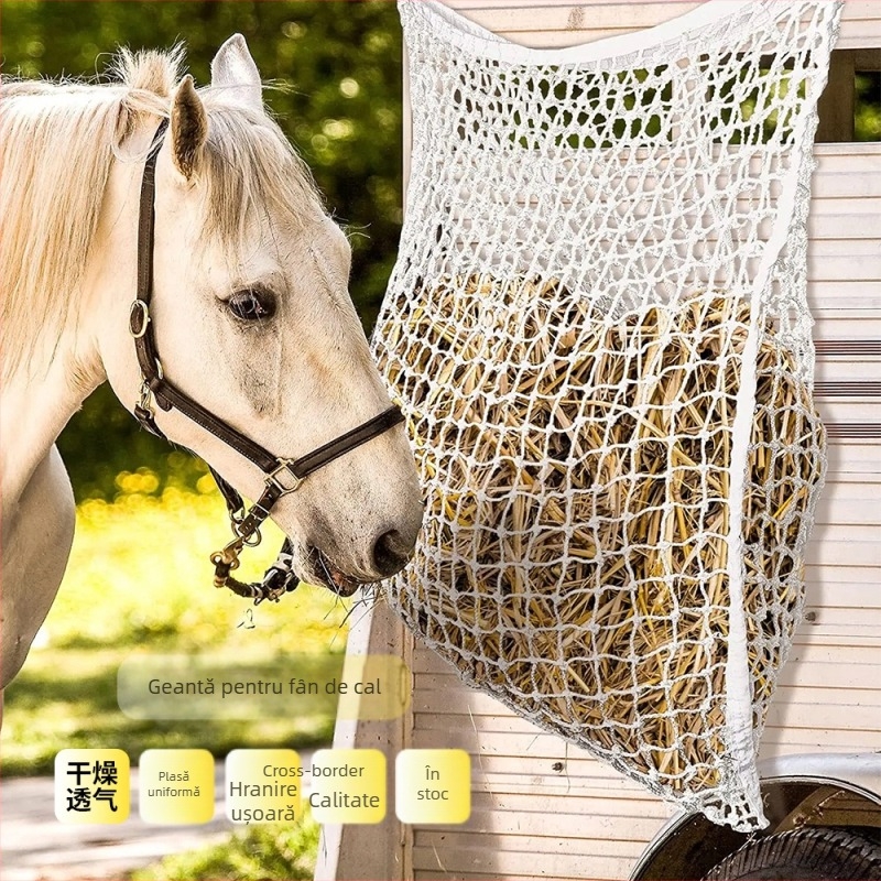 Plasă de hrănire cu iarbă pentru cai transfrontalieră, de mare capacitate, agățată, pentru hrănire, țesătură, pentru fân, consumabile ecvestre