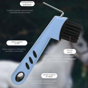 Articole pentru cai, Perie de curățare multifuncțională pentru potcoavă, Perie pentru potcoavă, Perie de curățare pentru cai, Cârlig pentru potcoavă