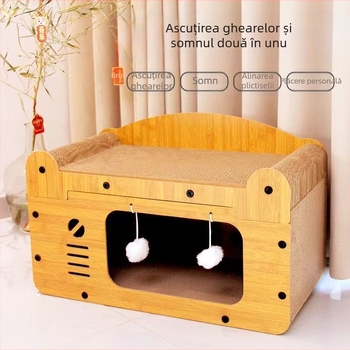 Pisică zgârietură tablă rezistentă la uzură cuib de pisică cu gheare verticale canapea hârtie ondulată patru anotimpuri jucărie universală pisică casă villa