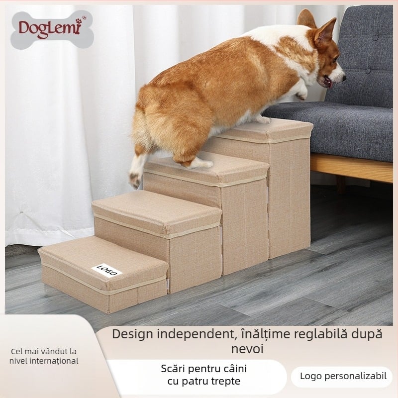Scara pentru câini de companie poate fi depozitată, pliabilă cu patru straturi, scară pentru câini, scară pentru cățărat, scară pentru pat, scară pentru câini de companie