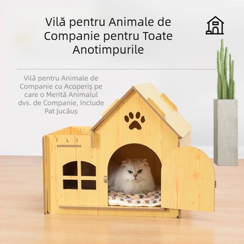 Pat pentru animale de companie din lemn, cușcă din lemn masiv, pat pentru pisici, pat universal pentru câini mici, patru anotimpuri, articole pentru animale de companie exclusiv transfrontaliere