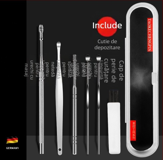 Set de linguri pentru săpat urechi, artefact profesional pentru săpat cerumen, cataramă pentru săpat urechi, instrument pentru copii și adulți