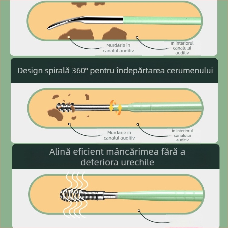 Set de linguri pentru săpat urechi, artefact profesional pentru săpat cerumen, cataramă pentru săpat urechi, instrument pentru copii și adulți
