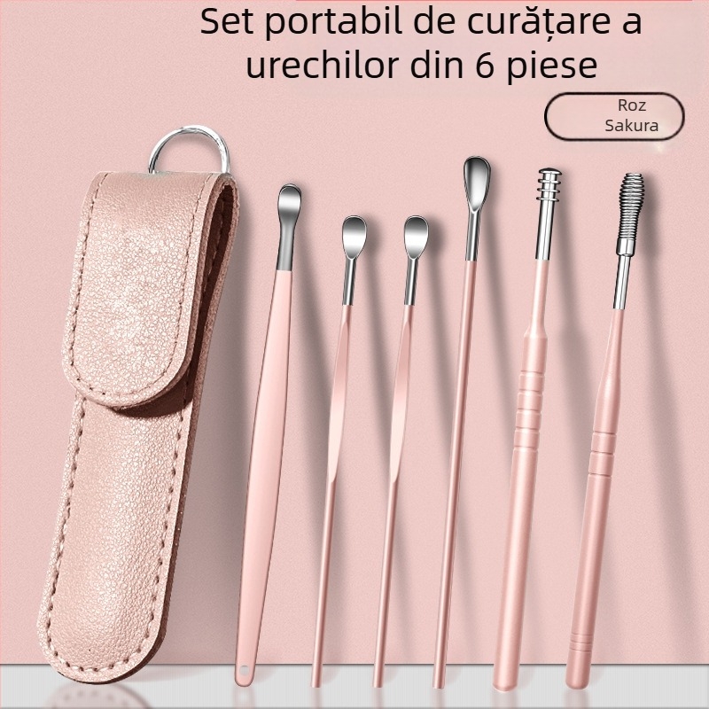 Set de linguri pentru săpat urechi, artefact profesional pentru săpat cerumen, cataramă pentru săpat urechi, instrument pentru copii și adulți