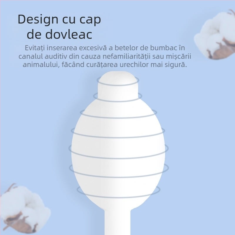 Bețișor de bumbac pentru urechi de animale de companie, curățare a urechilor pisicilor, curățare a urechilor, câini și pisici, consumabile