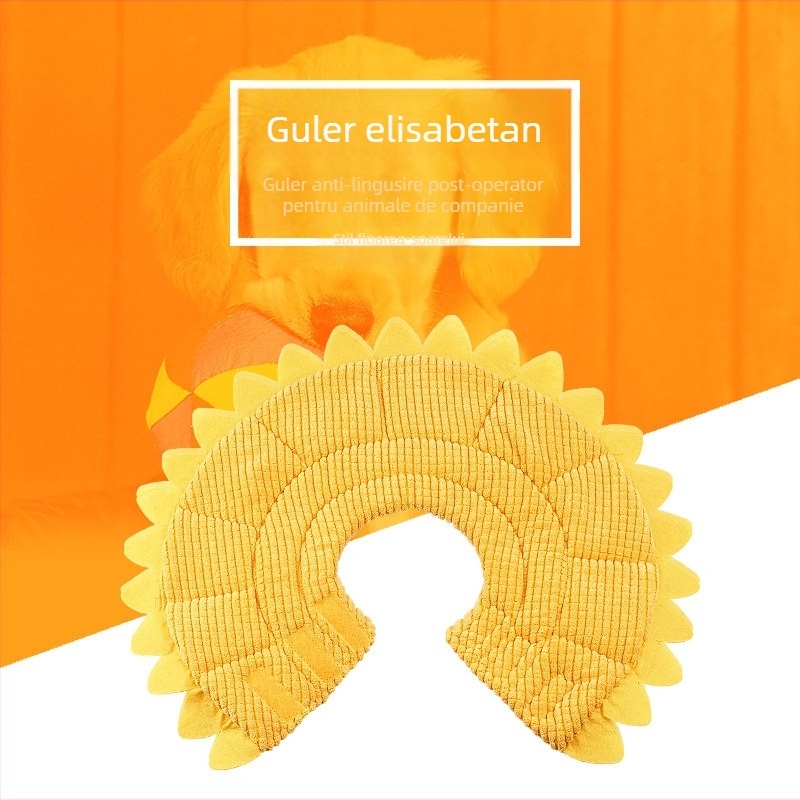 Zgardă elizabetană cu model de floarea-soarelui pentru pisici și câini, accesoriu pentru cap anti-zgârieturi și mușcături pentru animale de companie, zgardă moale pentru pisici, cerc al rușinii