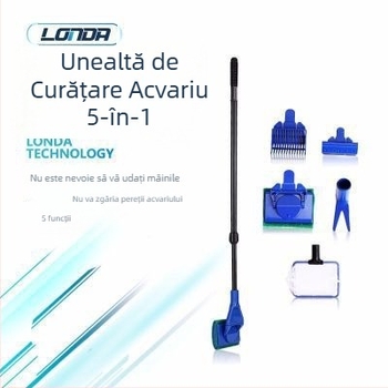 Londa extinsă acvariu rezervor de pește acvariu consumabile acvariu rezervor de pește amenajare a teritoriului instrument cinci-în-unu mâner lung fără colț mort perie de curățare