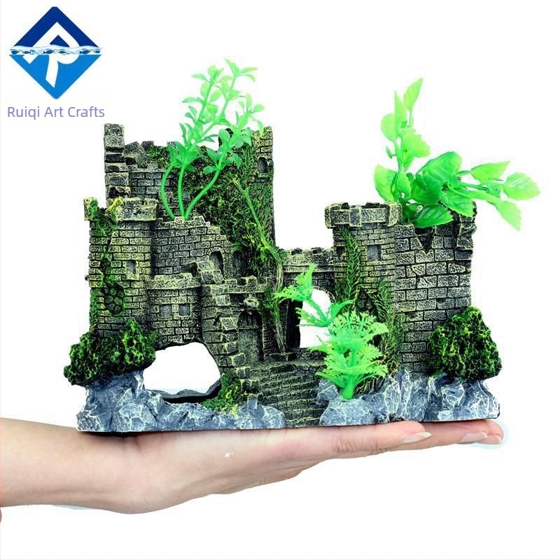 Ruiqi Acvariu Creative Rezervor Peisaj Castel Simulare Ușă Archway Pești și Creveți Călătorie Escape Casă Rășină Peisaj Castel