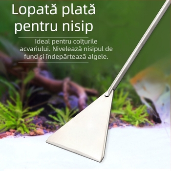 Perie de curățare a acvariului, instrumente acvatice, lopată plată din oțel inoxidabil, răzuitor de mușchi, îndepărtarea algelor acvatice, lopată pentru acvariu