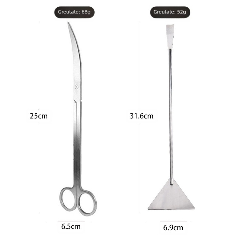 Perie de curățare a acvariului, instrumente acvatice, lopată plată din oțel inoxidabil, răzuitor de mușchi, îndepărtarea algelor acvatice, lopată pentru acvariu