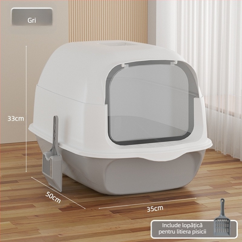Litiera mare pentru pisici, complet închisă, rezistentă la mirosuri, stropi, toaletă supradimensionată pentru pisici, semi-închisă, cu dublă utilizare, în stoc, en-gros