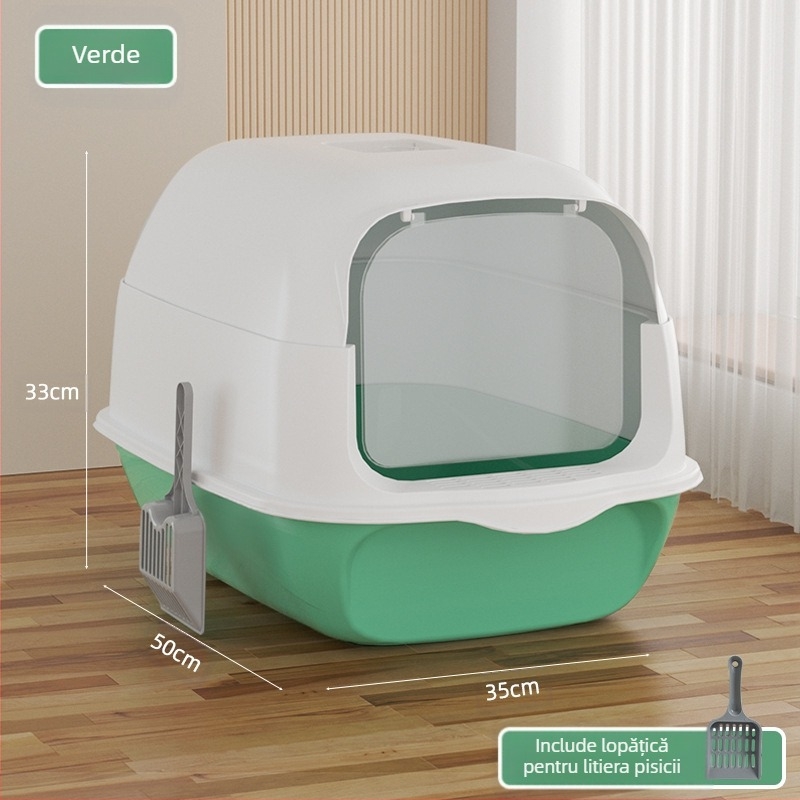 Litiera mare pentru pisici, complet închisă, rezistentă la mirosuri, stropi, toaletă supradimensionată pentru pisici, semi-închisă, cu dublă utilizare, în stoc, en-gros
