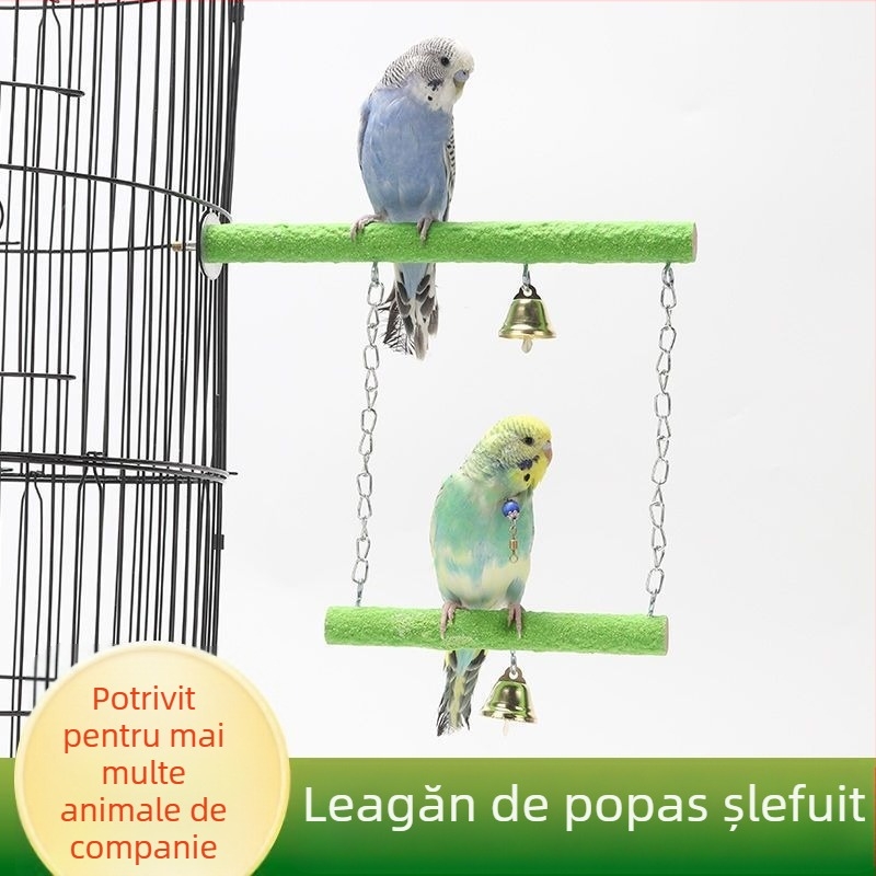 Accesorii pentru jucării pentru păsări, papagal, bujor, xuanfeng, stație din lemn masiv, leagăn, gheare, jucărie de șlefuit, stație de leagăn din lemn de frasin înțepător