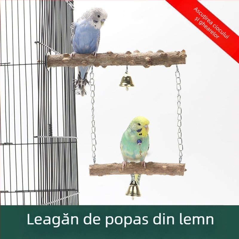 Accesorii pentru jucării pentru păsări, papagal, bujor, xuanfeng, stație din lemn masiv, leagăn, gheare, jucărie de șlefuit, stație de leagăn din lemn de frasin înțepător