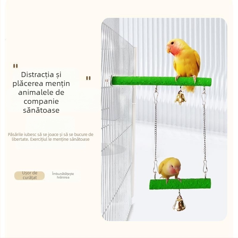 Accesorii pentru jucării pentru păsări, papagal, bujor, xuanfeng, stație din lemn masiv, leagăn, gheare, jucărie de șlefuit, stație de leagăn din lemn de frasin înțepător