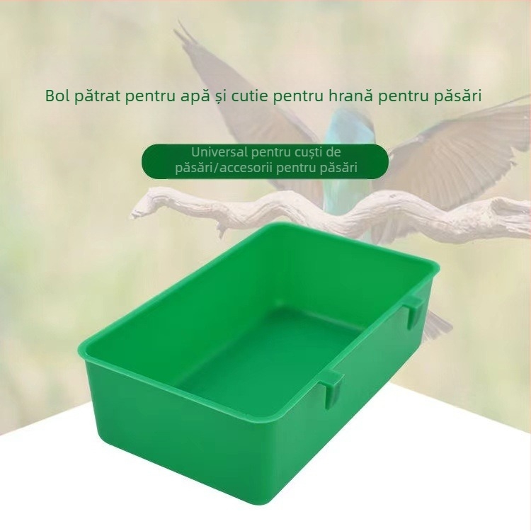 Chiuvetă cutie pentru hrană pentru păsări, cadă pentru păsări, papagal mic, cutie pătrată pentru păsări, cutie pentru hrană pentru păsări, bazin pentru hrană pentru animale de companie