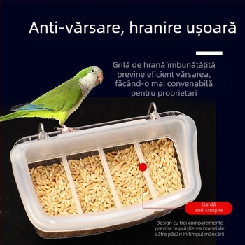 Piele de tigru bujor papagal gustare cutie pasăre pasăre mică anti-stropire anti-stropire interior agățat bol alimentar jgheab pasăre hrănitoare păsări consumabile pentru păsări