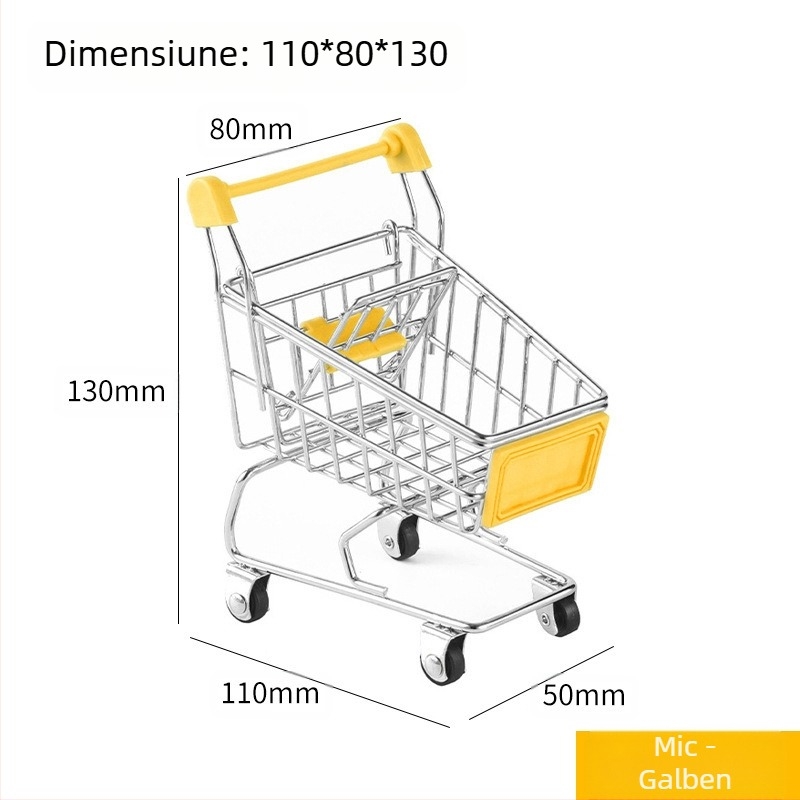 Cărucior de cumpărături pentru copii, mini cărucior de cumpărături, jucărie, căsuță de joacă, model de cumpărături, decorare creativă, depozitare, mașină, dimensiuni mici