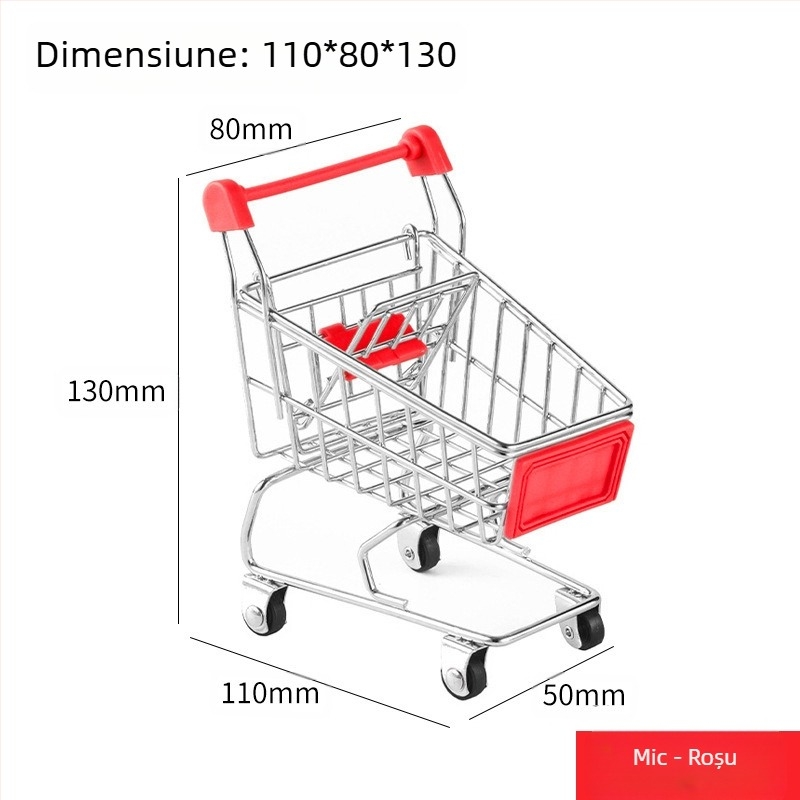 Cărucior de cumpărături pentru copii, mini cărucior de cumpărături, jucărie, căsuță de joacă, model de cumpărături, decorare creativă, depozitare, mașină, dimensiuni mici