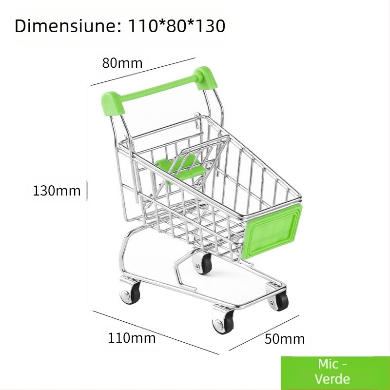 Cărucior de cumpărături pentru copii, mini cărucior de cumpărături, jucărie, căsuță de joacă, model de cumpărături, decorare creativă, depozitare, mașină, dimensiuni mici