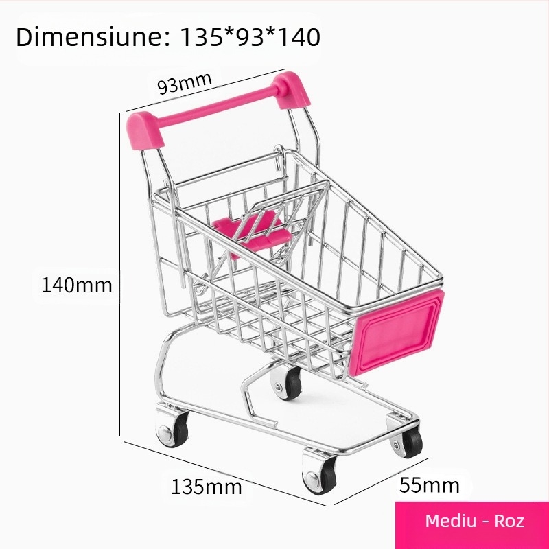 Cărucior de cumpărături pentru copii, mini cărucior de cumpărături, jucărie, căsuță de joacă, model de cumpărături, decorare creativă, depozitare, mașină, dimensiuni mici