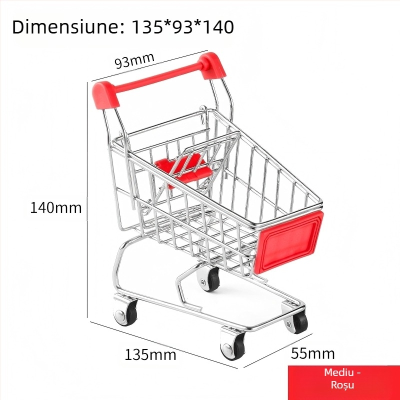 Cărucior de cumpărături pentru copii, mini cărucior de cumpărături, jucărie, căsuță de joacă, model de cumpărături, decorare creativă, depozitare, mașină, dimensiuni mici