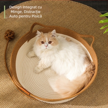 Cuib rotund de pisică din ratan, țesut manual, în stil japonez, pentru pisici, cuib de animale de companie, covoraș rotund pentru canisă, vânzare cu ridicata transfrontalieră