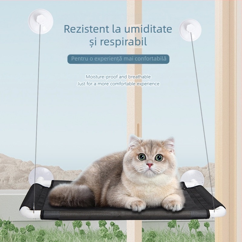 Hamac pentru pisici, popular transfrontalier, cu ventuze, pat detașabil și lavabil pentru pisici, cuib de animale respirabil și agățat, cuib pentru pisici, articole pentru animale de companie