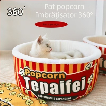 Cuibă de animale de companie, cușcă pentru pisici, cușcă pentru câini, toamnă și iarnă nouă 2024, semi-închisă, căptușită cu fleece, pentru patru anotimpuri, universală