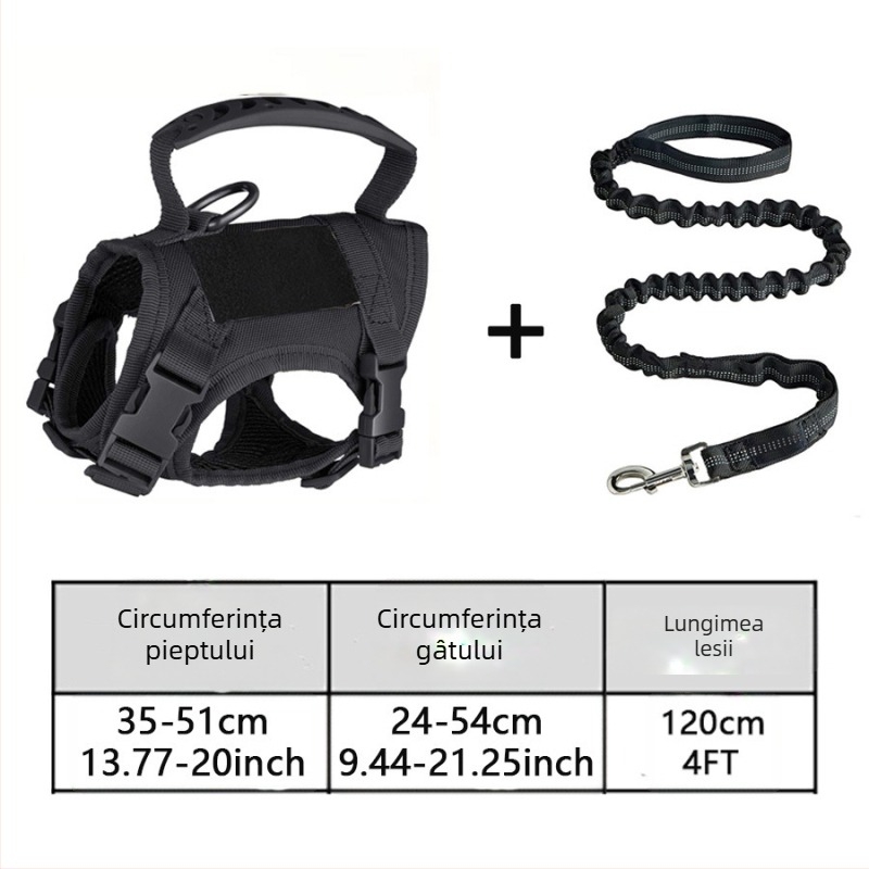 Vestă tactică pentru pisici, curea de piept, frânghie de tracțiune, reglabilă, anti-rupere, frânghie alunecătoare pentru pisici, lanț pentru câini mici