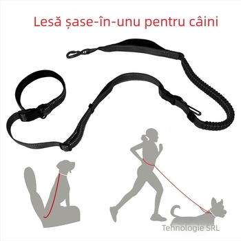 Articole recomandate pentru animale de companie, Lesă auto pentru alergare, Lesă pentru câini șase în unu, Centură de siguranță pentru câini din nailon anti-rupere